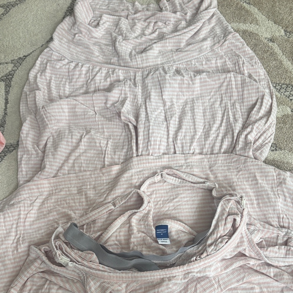 Old Navy Pink and White Striped Maternity pajamas